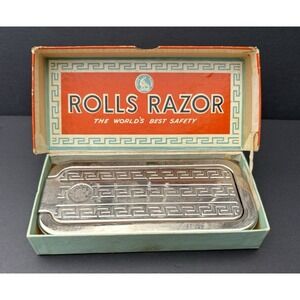 Vintage barber mens Rolls Razor Imperial 2 blade shaver kit original box 1930's
